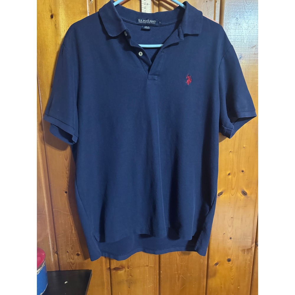 US Polo Assn Mens Navy Blue Performance Pique Short Sleeve Polo Shirt Large
